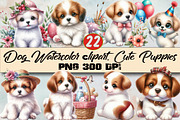 Dog Watercolor сlipart. Cute Puppies, an Illustration by SVGArt (Thumbnail 1 of 7)