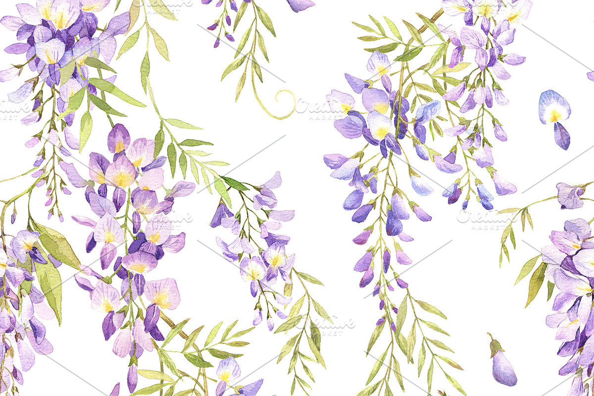 Wisteria watercolor set, an Illustration by PS_patterns (Photo 4 of 4)