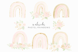 Pastel Watercolor Rainbow Clipart