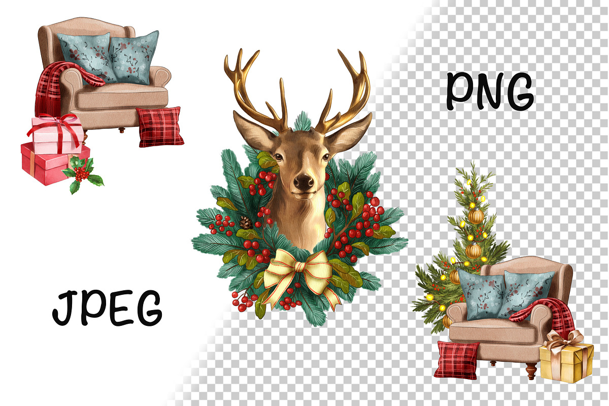 Christmas Clipart Bundle Set, an Illustration by IrynaPanashii (Photo 6 of 11)
