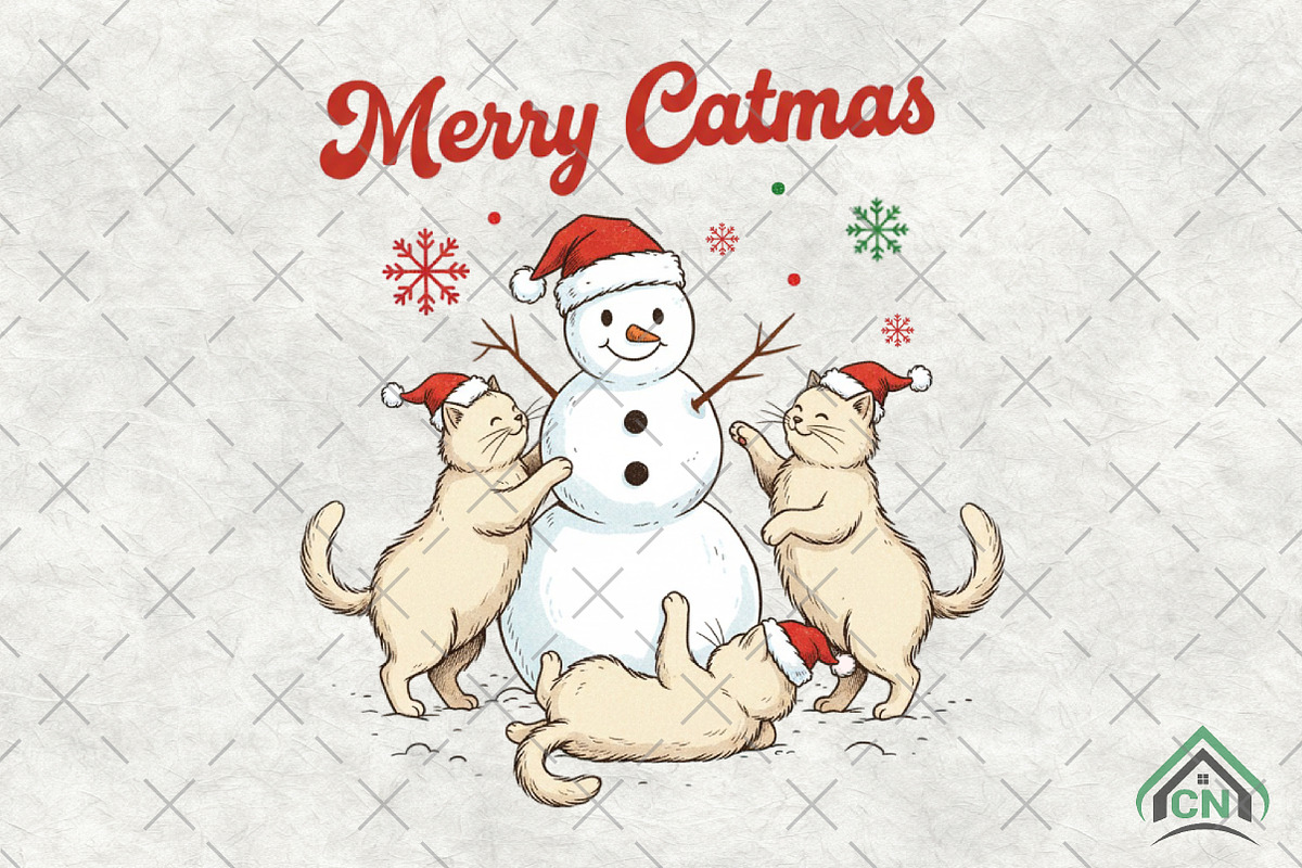 Funny Santa Snowman Cat PNG, an Illustration by Craft Nest (Photo 1 of 6)