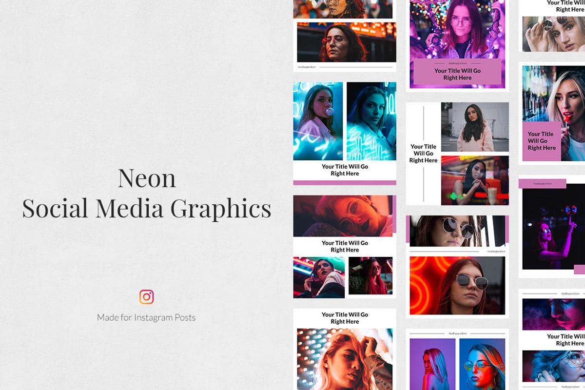 Neon Instagram Posts, a Social Media Template by Social Corner Graphics (Photo 1 of 8)
