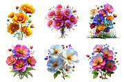 Watercolor Cosmos Flowers Clipart, an Illustration by Dream Creation (Thumbnail 7 of 7)