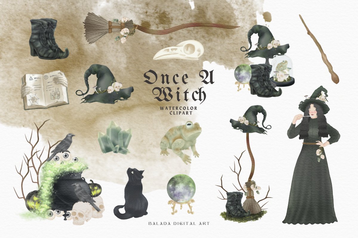 Halloween Witch clipart bundle, an Illustration by Balada Digital Art (Photo 3 of 22)