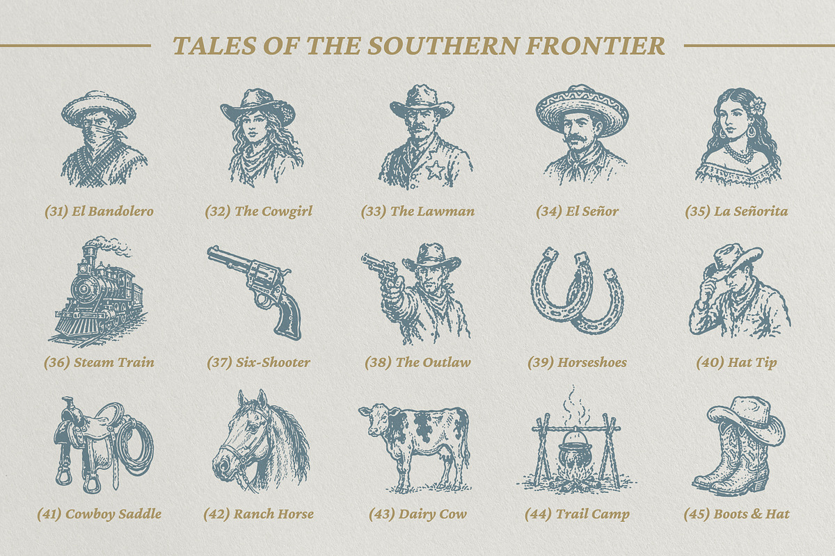 Wild South: 60 Frontier Vectors, an Object Illustration by lettett (Photo 5 of 8)