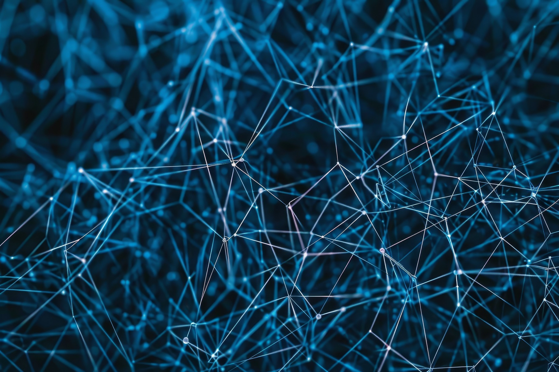 A complex web of blue lines and node, a Photo by Tanuart