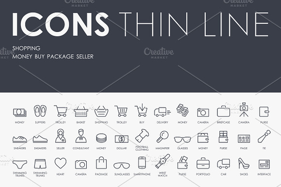 Shopping Thinline Icons