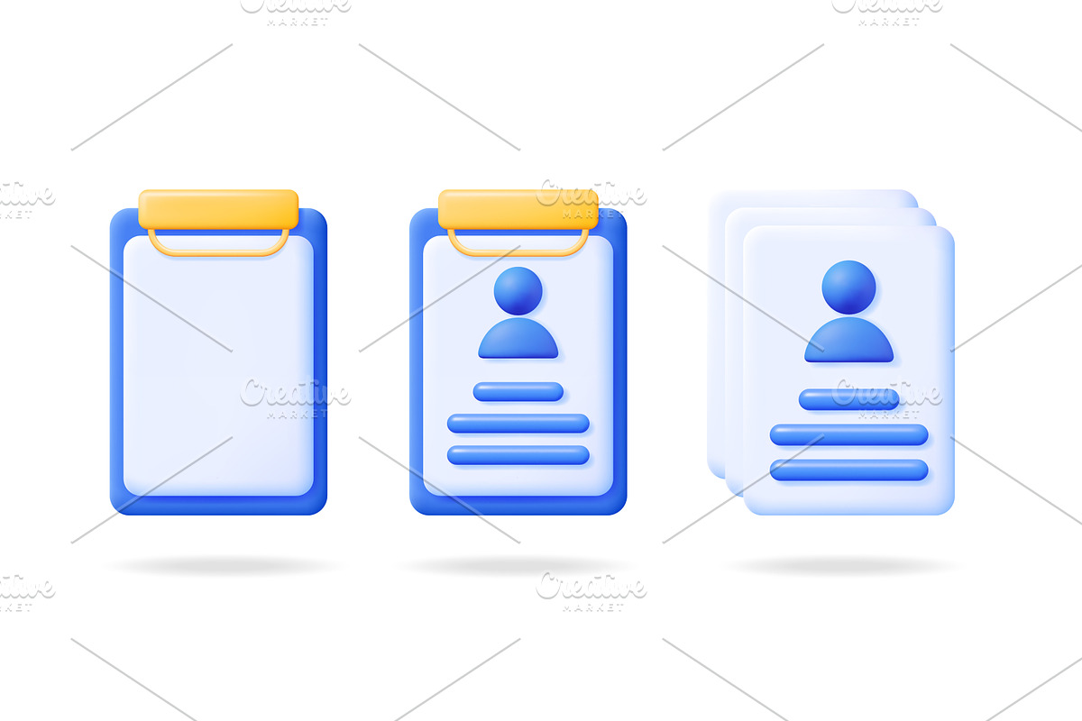 Set of 3D document icons, a Technology Illustration by Abscent
