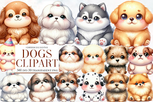 Watercolor Dogs Clipart, an Illustration by Designworld