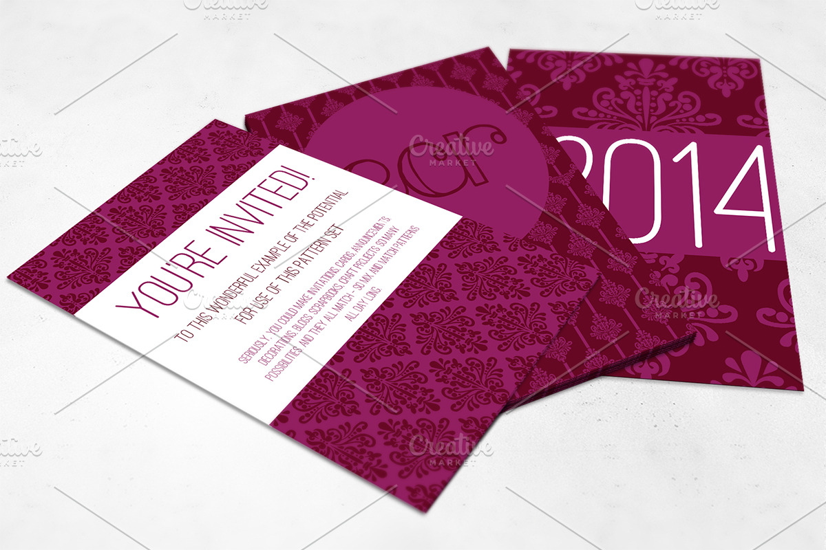 Pink Damask 12 Pattern Set preview 3