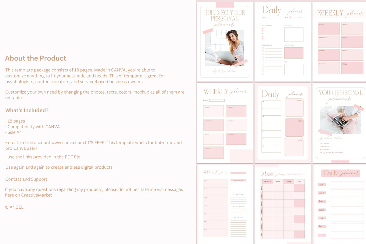 Yearly Digital Planner Canva, a Social Media Template by ElladesignCo (Photo 2 of 9)