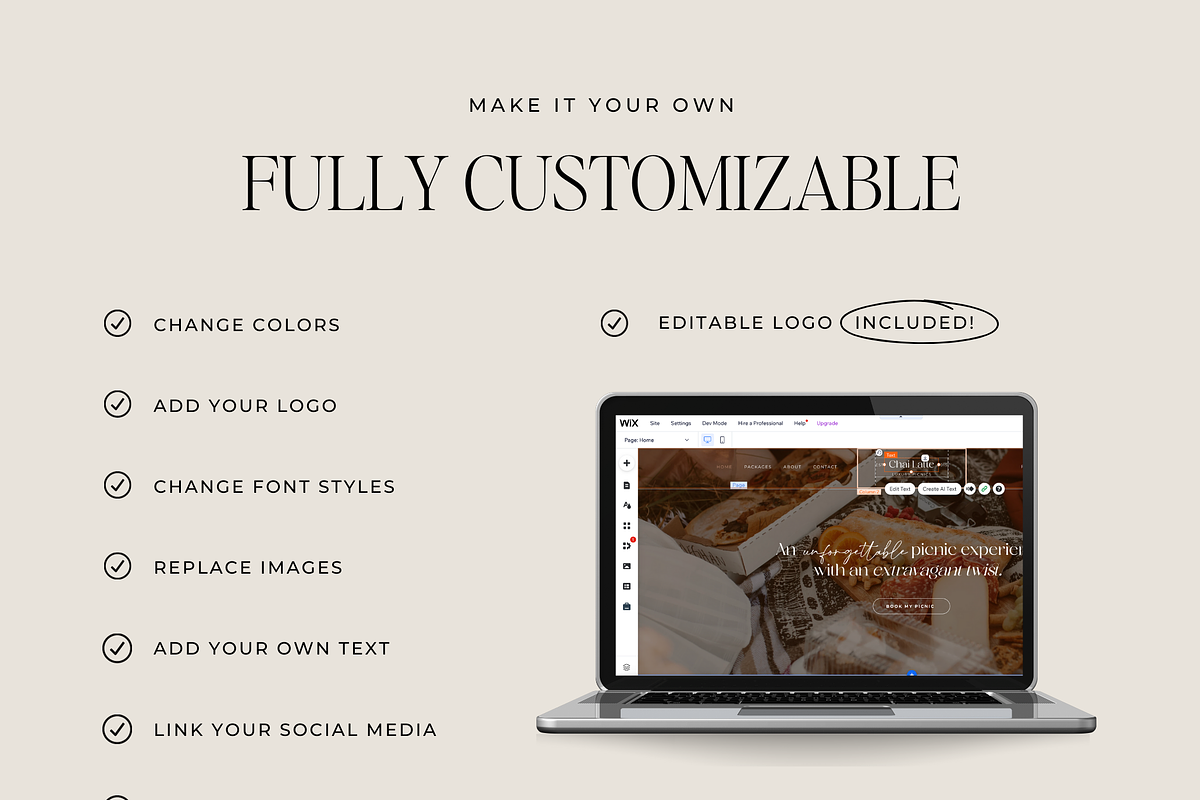 Luxury Picnic Wix Website Template, a Wix Template by Ton Rêve Design Studio (Photo 6 of 8)