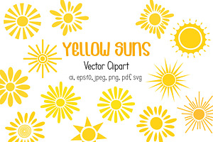 Yellow Sun Vector clipart collection