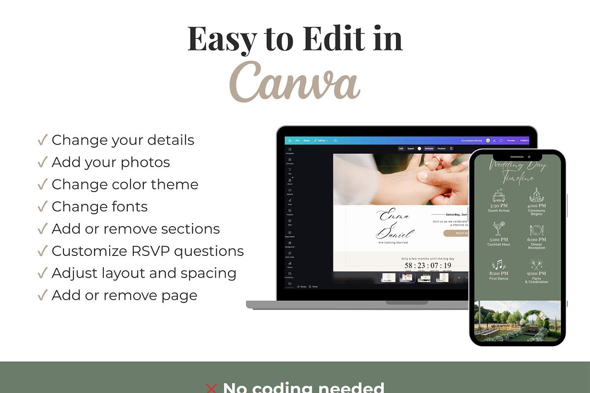 Sage Green Wedding Website Invite, a Landing Page Template by Everyday Perfection (Photo 5 of 10)