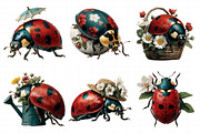 Whimsical Ladybug Spring Set Clipart, an Illustration by Daily.Designs (Thumbnail 5 of 7)