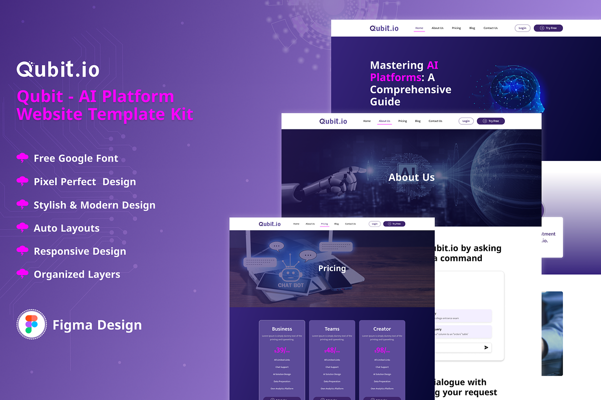 Qubit.io AI Platform Website UI Kit, an UI Kit Template by Uptechies (Photo 1 of 4)