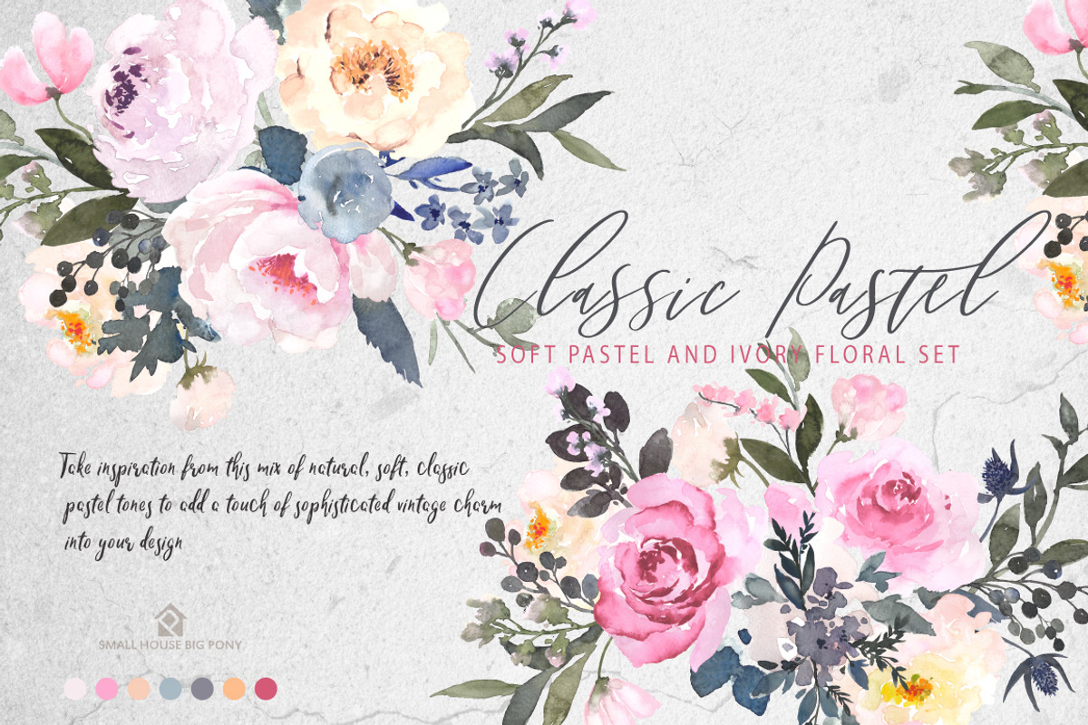 Watercolor Flowers: CLASSIC PASTEL, a Graphic by SmallHouseBigPony (Photo 3 of 18)