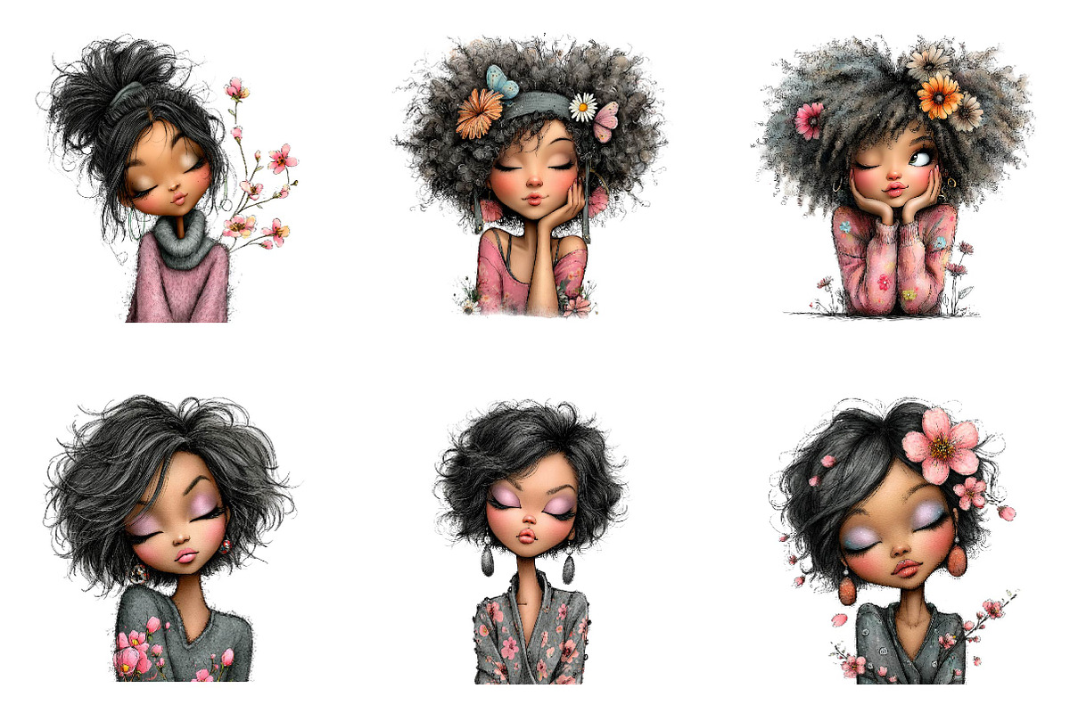 Spring Black Woman Clipart, an Illustration by CreationArt (Photo 6 of 7)