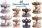 Watercolor Carousel Clipart Bundle, an Illustration by Craft Nest (Thumbnail 1 of 9)