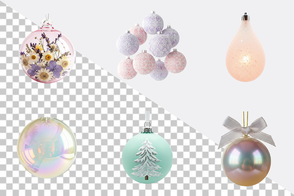 Pastel Christmas Ornaments Art Bundl, an Illustration by SVGArt (Photo 4 of 8)
