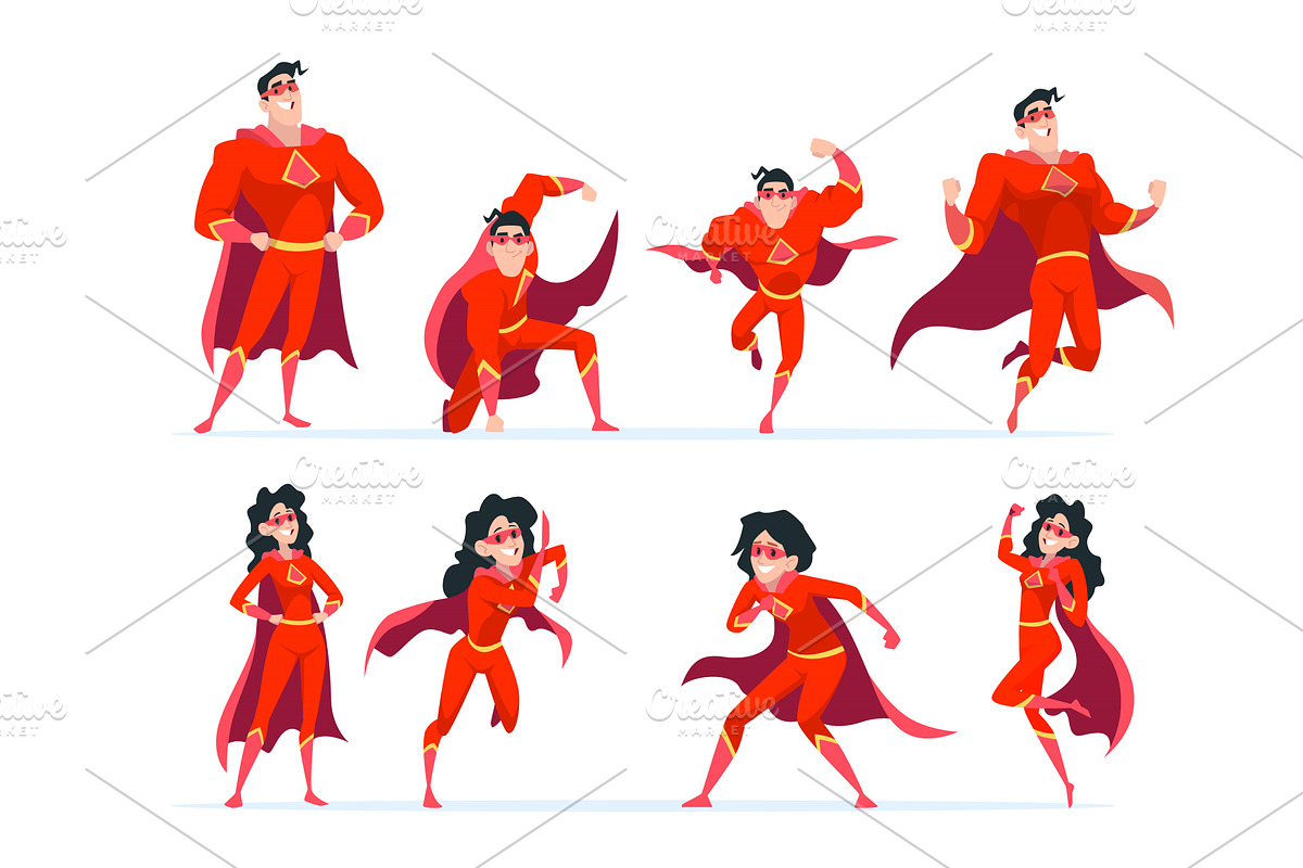 Heroes. male and female superheroes, a Person Illustration by Onyx