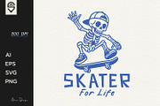 Skater for life, skeleton skateboard, a Graphic by shaondesigns (Thumbnail 1 of 7)