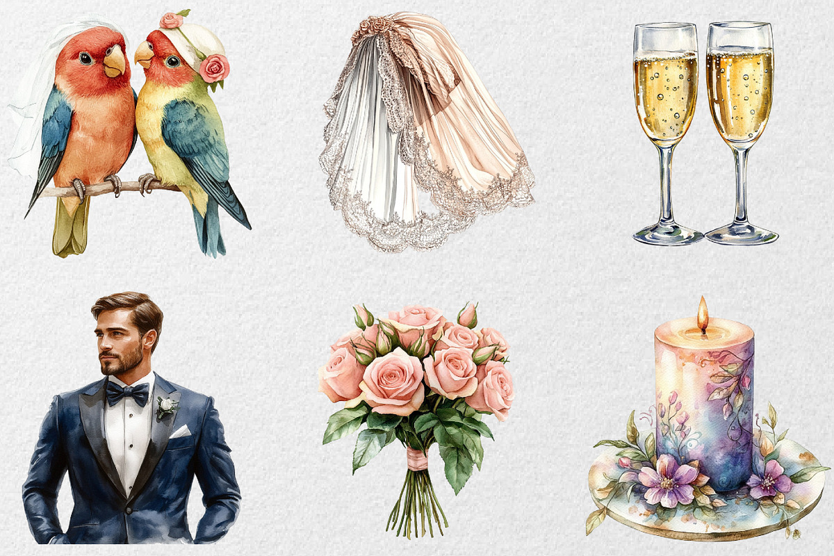 Cute Wedding Clipart, an Illustration by DreamCafeArt (Photo 4 of 7)