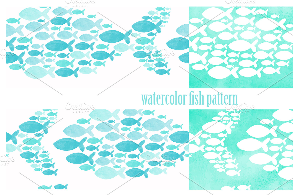 watercolor seamless sea fish, a Pattern Graphic by Vavavka (Photo 3 of 5)