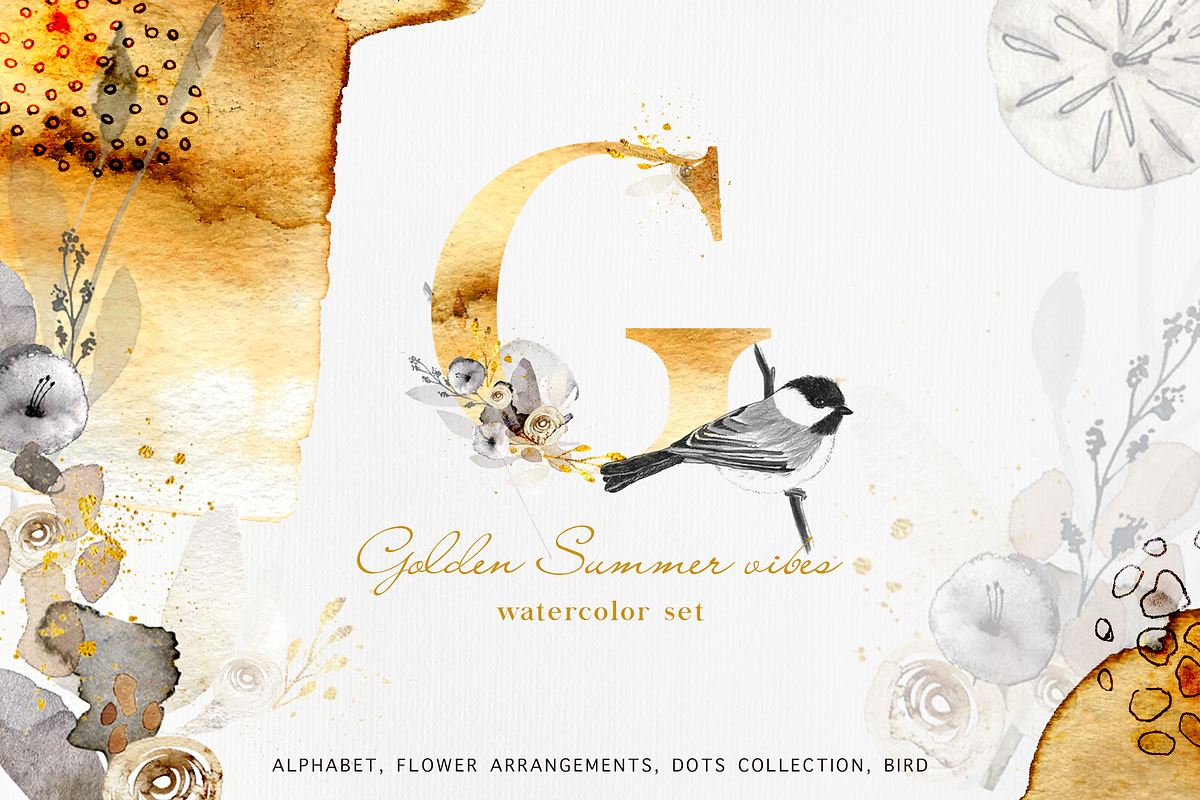 Golden Summer vibes watercolor set, an Illustration by Splash! (Photo 1 of 4)