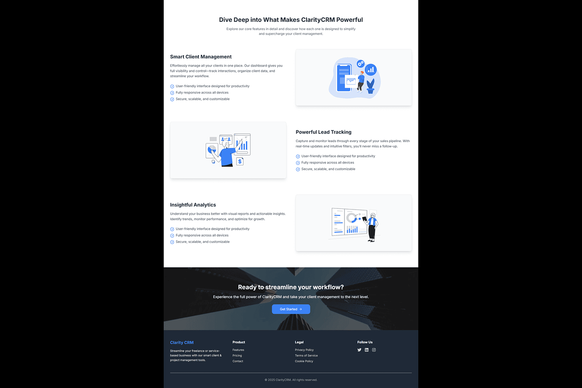 ClarityCRM – SaaS Dashboard Template, a React Template by EmmanuelNdeche (Photo 5 of 17)