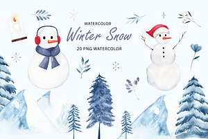 Watercolor Winter Snow