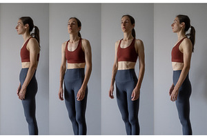 Woman in athletic wear demonstrating