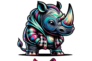 Grunge Rhino Clipart Collection