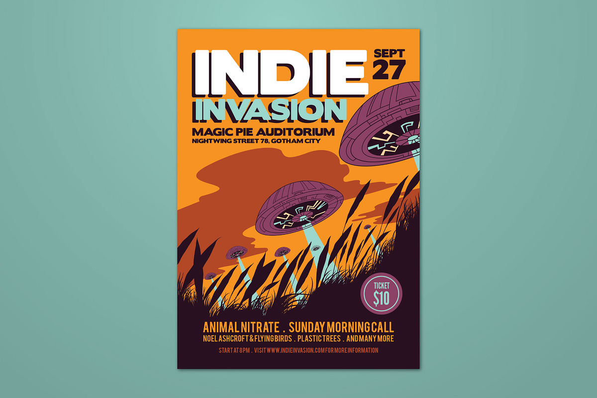 Alien Invasion Vector Art Flyer, a Flyer Template by ashenterprise (Photo 1 of 3)