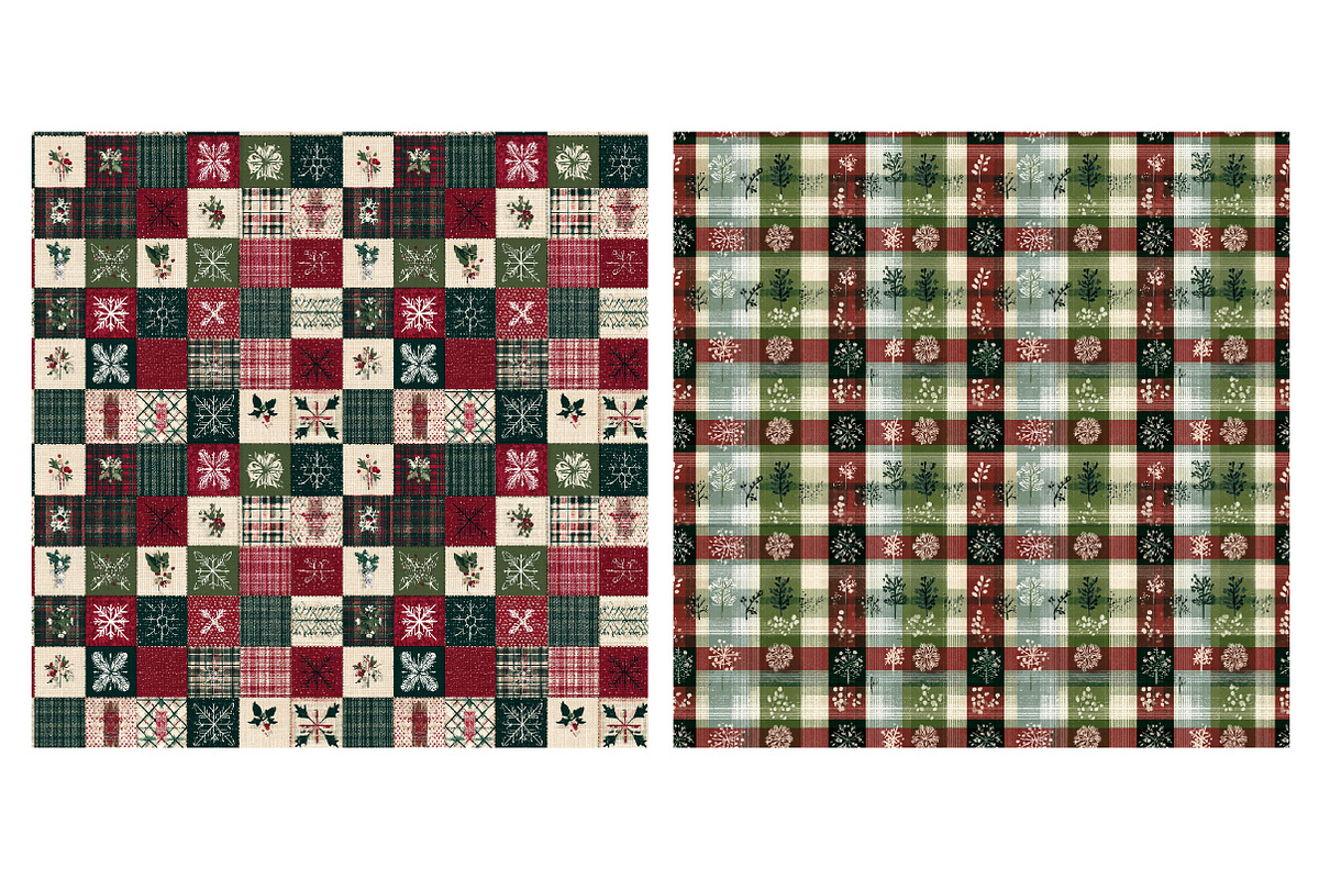Christmas Plaid Digital Paper,, an Illustration by Designking (Photo 4 of 4)