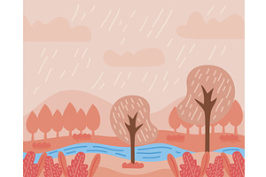 rural landscape river, an Illustration by studiogstock