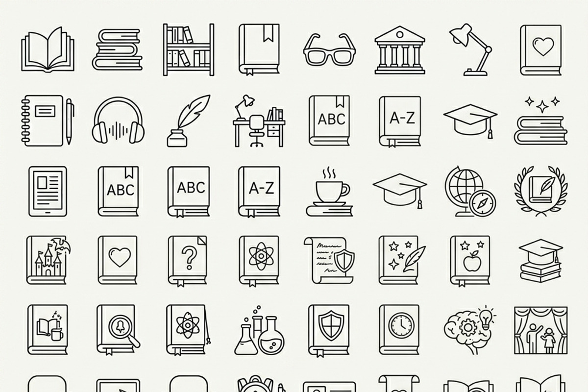 39 Book Lover Outline Icons, an Outline Icon by adenpinkstore (Photo 1 of 7)