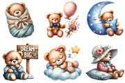 Nursery Teddy Bear Clipart,Boho, an Illustration by DreamArtGraphic (Thumbnail 4 of 7)