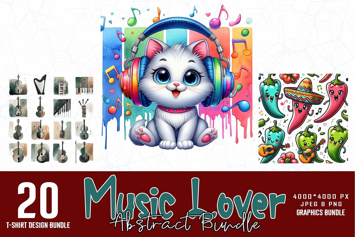 20 Abstract Musical T-shirt Design, a Graphic by Sofia's Fashion (Photo 1 of 3)
