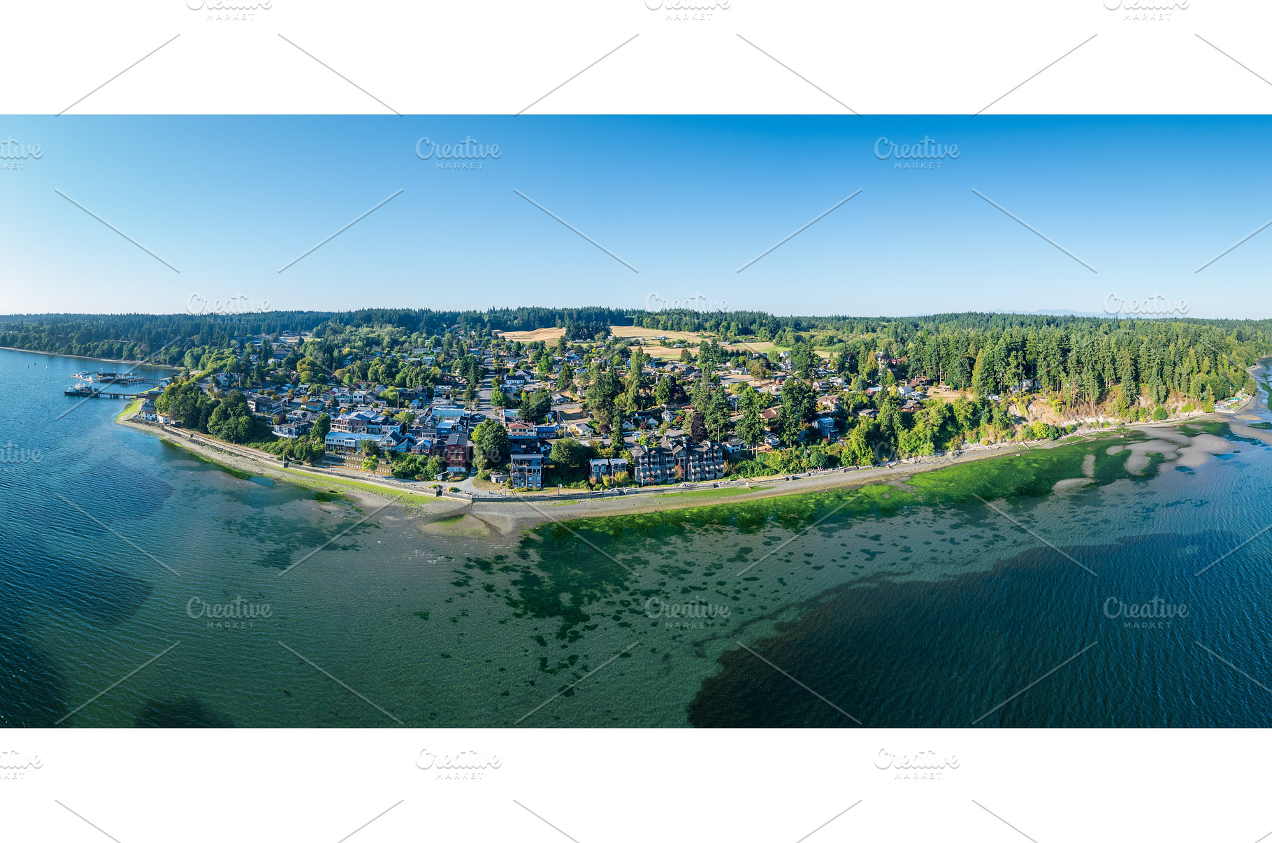 Aerial view of Langley waterfront on, a Nature Photo by Backyard Stock
