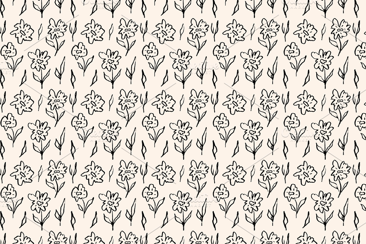 Black&White Floral Seamless Patterns, a Pattern Graphic by Lyolya Profitrolya (Photo 5 of 7)
