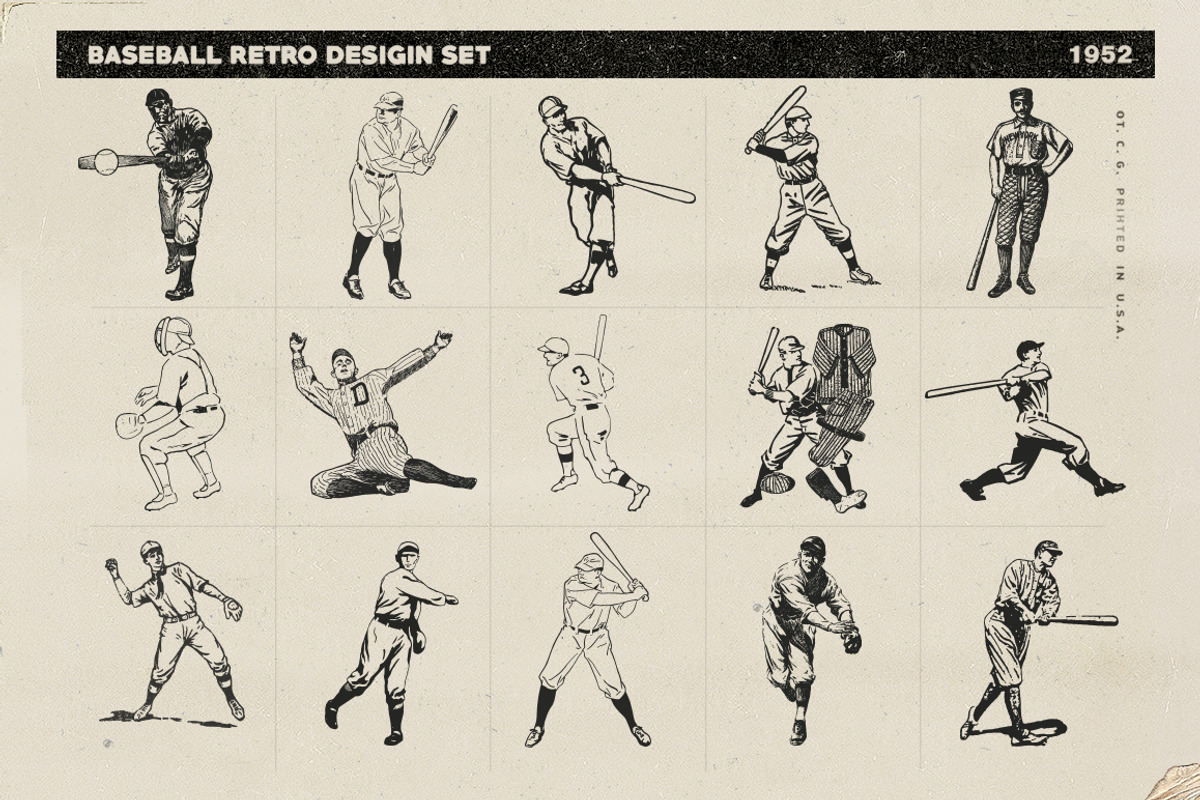 Retro Baseball Set, a Sport Illustration by Retro Machine (Photo 3 of 7)