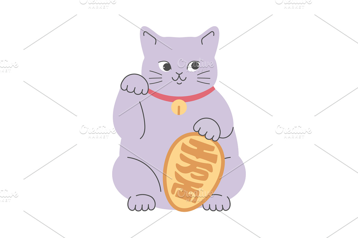 Hand Drawn Maneki Neko Lucky Cats, an Animal Illustration by PsychocheArt (Photo 2 of 4)
