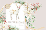 Cozy Christmas. Watercolor Clip Art., a Seasonal Illustration by Farida Bik (Thumbnail 1 of 13)