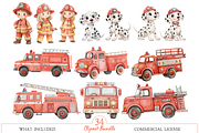 Little Firefighter Watercolor Set, an Illustration by MockupWizard (Thumbnail 6 of 6)