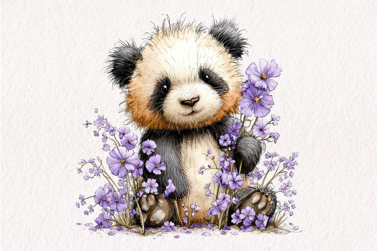 Whimsical Spring Panda Clipart, an Illustration by CreationArt (Photo 12 of 13)