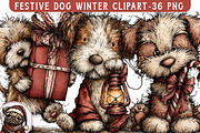 Festive Dog Winter Clipart, an Illustration by Libby Wishes (Thumbnail 1 of 8)