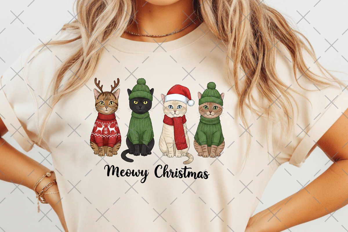 Meowy Christmas Png, Christmas Cat, an Illustration by Craft Nest (Photo 2 of 6)