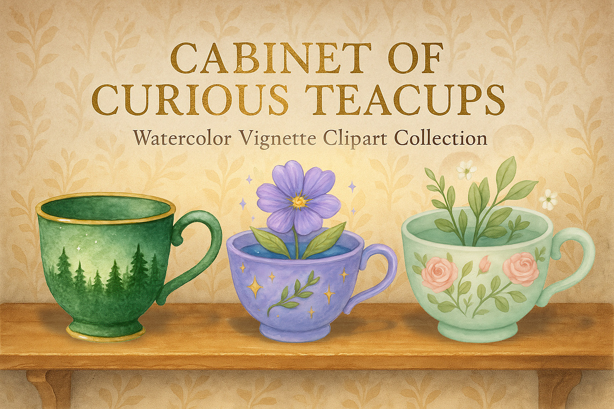 Cabinet of Curious Teacups, an Object Illustration by Curve Design (Photo 1 of 6)