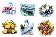 Summer Santorini Vacation Clipart, an Illustration by CreationArt (Thumbnail 4 of 5)